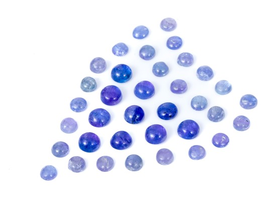 Loose Stones: 35 Round Cabochon Tanzanites, 15.68 TCW