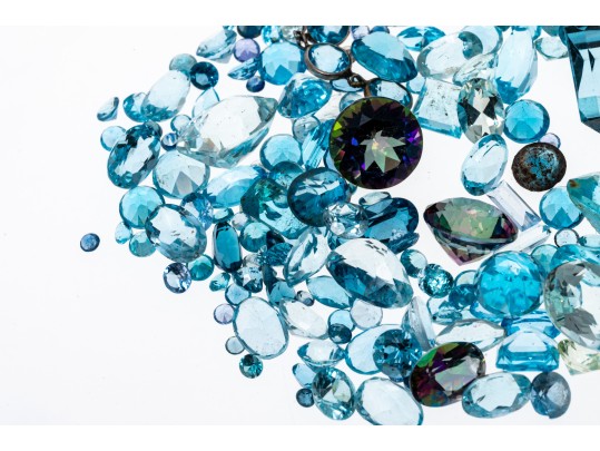 Loose Stones: 200 Light To Dark Blue And Mystic Topaz, 93.4 TCW