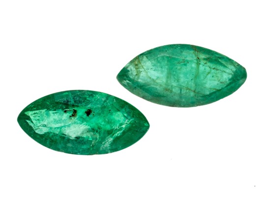 Loose Stones: Two Medium Green, Marques Emeralds, 0.86 TCW