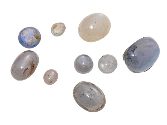 Loose Stones: Nine Sapphires, White To Pale Blue, 28.33 TCW