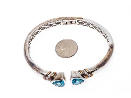 Polished Sterling Topaz Cuff Bracelet