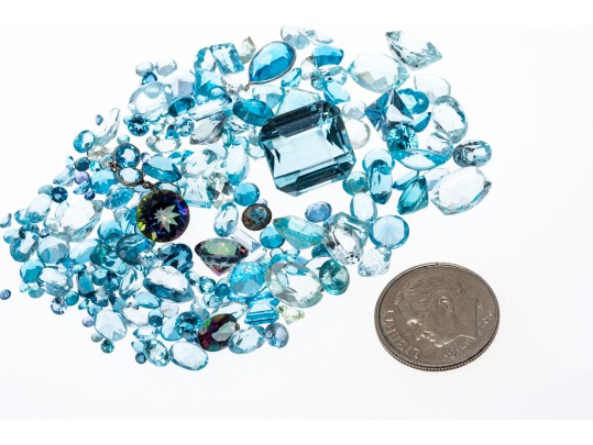 Loose Stones: 200 Light To Dark Blue And Mystic Topaz, 93.4 TCW