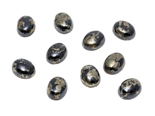 Loose Stones: Ten Oval Cabochon Cut Pyrite Stones, 45.2 TCW