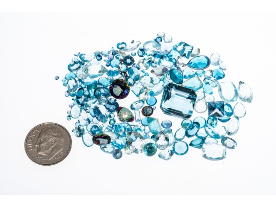 Loose Stones: 200 Light To Dark Blue And Mystic Topaz, 93.4 TCW