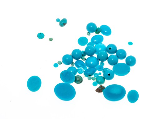 Loose Stones: 20 Cabochon Cut Dyed Blue Howlite Stones, 47.0 TCW