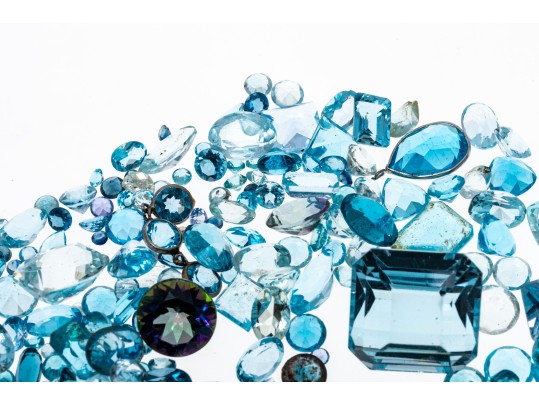 Loose Stones: 200 Light To Dark Blue And Mystic Topaz, 93.4 TCW