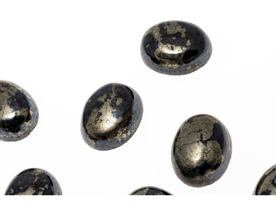 Loose Stones: Ten Oval Cabochon Cut Pyrite Stones, 45.2 TCW