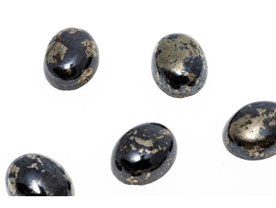 Loose Stones: Ten Oval Cabochon Cut Pyrite Stones, 45.2 TCW