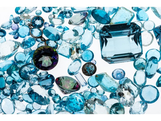 Loose Stones: 200 Light To Dark Blue And Mystic Topaz, 93.4 TCW