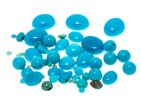 Loose Stones: 20 Cabochon Cut Dyed Blue Howlite Stones, 47.0 TCW
