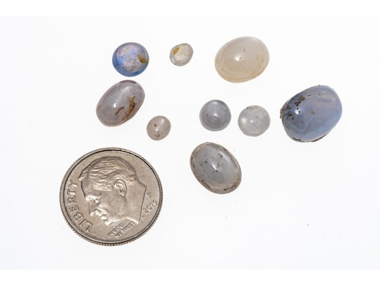 Loose Stones: Nine Sapphires, White To Pale Blue, 28.33 TCW