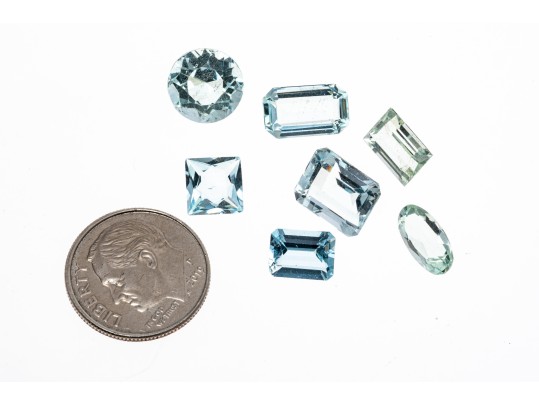 Loose Stones: 7 Light Blue Aquamarines, 14.9 TCW