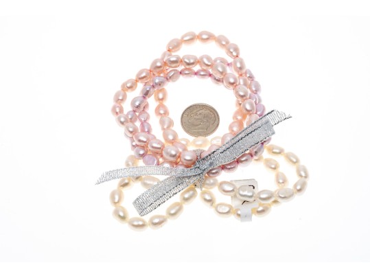 Siz Cultured Pearl Bracelets, White, Pink And Purple