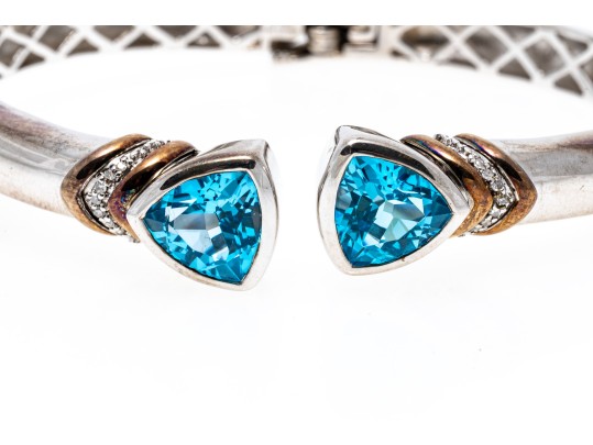 Polished Sterling Topaz Cuff Bracelet