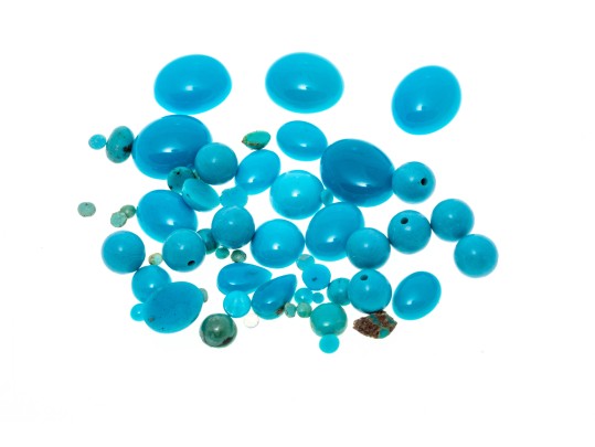 Loose Stones: 20 Cabochon Cut Dyed Blue Howlite Stones, 47.0 TCW