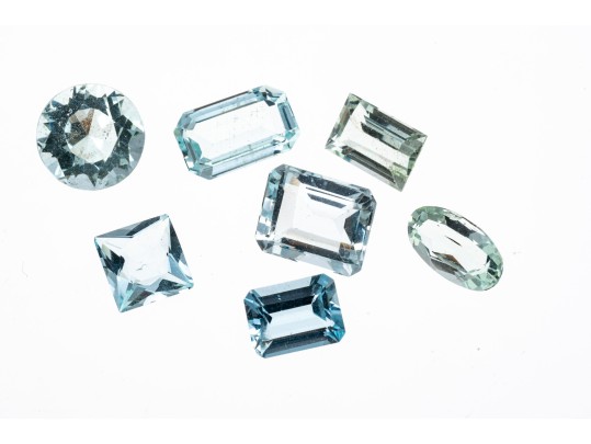 Loose Stones: 7 Light Blue Aquamarines, 14.9 TCW