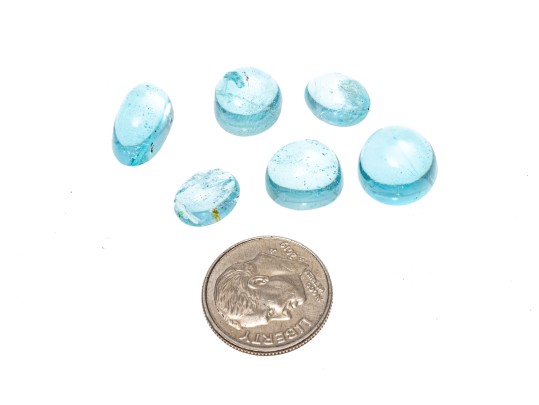 Loose Stones: 6 Cabochon Aquamarine, 28.56 TCW