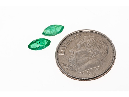 Loose Stones: Two Medium Green, Marques Emeralds, 0.86 TCW