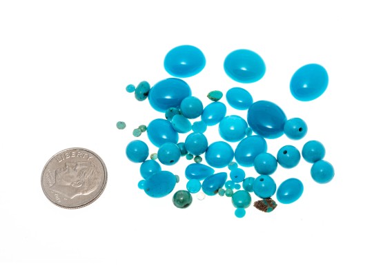 Loose Stones: 20 Cabochon Cut Dyed Blue Howlite Stones, 47.0 TCW