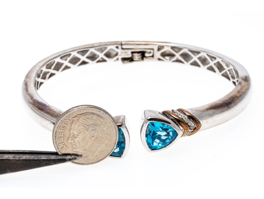 Polished Sterling Topaz Cuff Bracelet