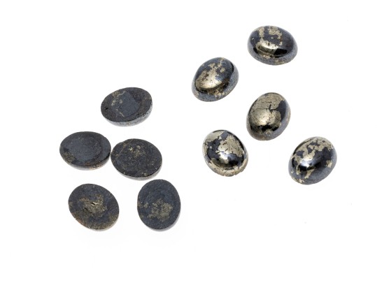 Loose Stones: Ten Oval Cabochon Cut Pyrite Stones, 45.2 TCW