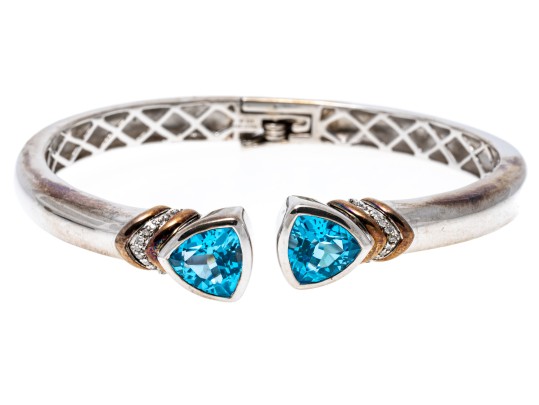 Polished Sterling Topaz Cuff Bracelet