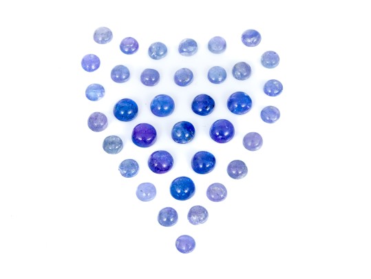 Loose Stones: 35 Round Cabochon Tanzanites, 15.68 TCW