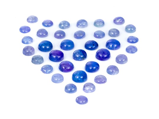 Loose Stones: 35 Round Cabochon Tanzanites, 15.68 TCW