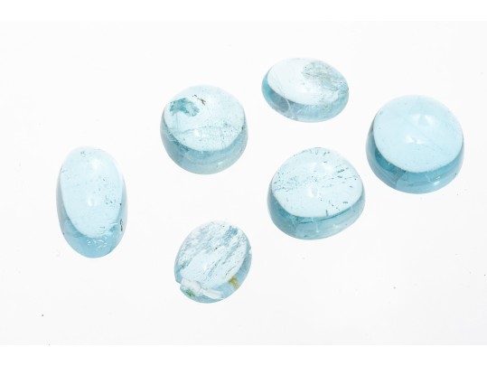 Loose Stones: 6 Cabochon Aquamarine, 28.56 TCW