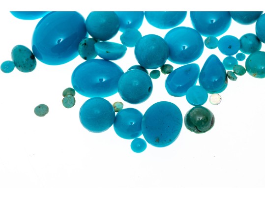 Loose Stones: 20 Cabochon Cut Dyed Blue Howlite Stones, 47.0 TCW