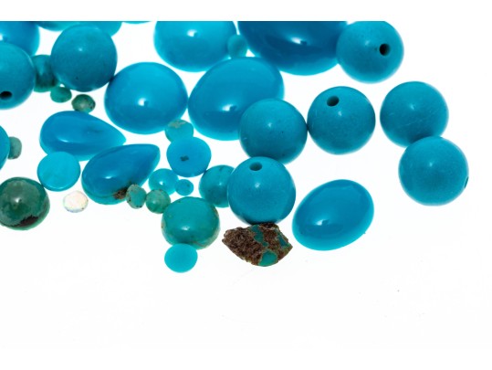 Loose Stones: 20 Cabochon Cut Dyed Blue Howlite Stones, 47.0 TCW