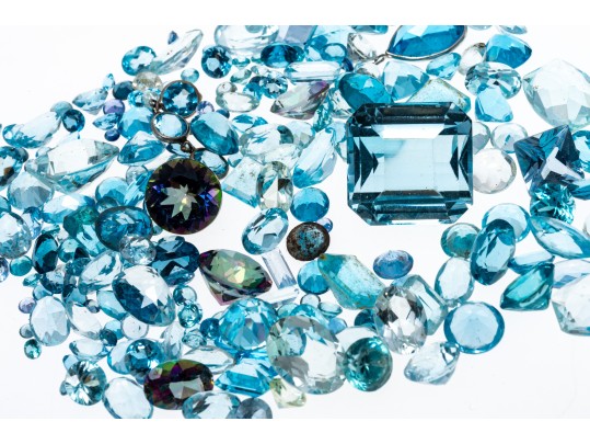 Loose Stones: 200 Light To Dark Blue And Mystic Topaz, 93.4 TCW