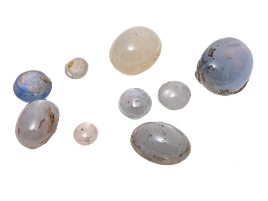 Loose Stones: Nine Sapphires, White To Pale Blue, 28.33 TCW