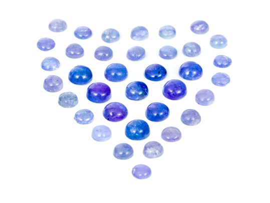 Loose Stones: 35 Round Cabochon Tanzanites, 15.68 TCW