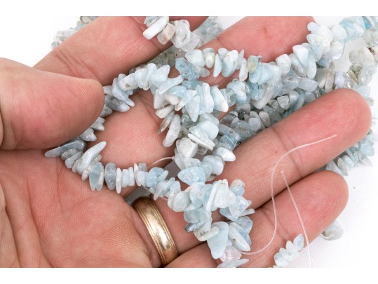0.35 Lbs. Aquamarine Tumbled Stone Beads