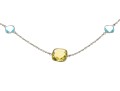 Stationed Peridot And Topaz Sterling Silver Necklace