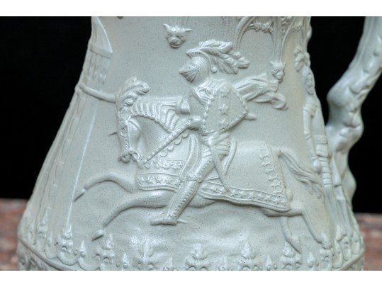 Collection Of 4 Antique, English Monochrome Glazed Parian Ware Ceramic Ewers