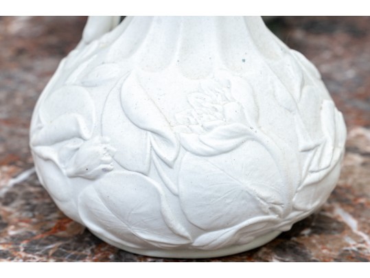 Collection Of 4 Antique, English Monochrome Glazed Parian Ware Ceramic Ewers