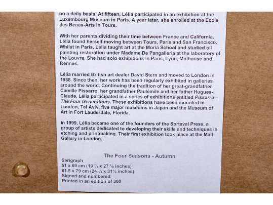 Lelia Pissarro (France, B.1963) Serigraph, 