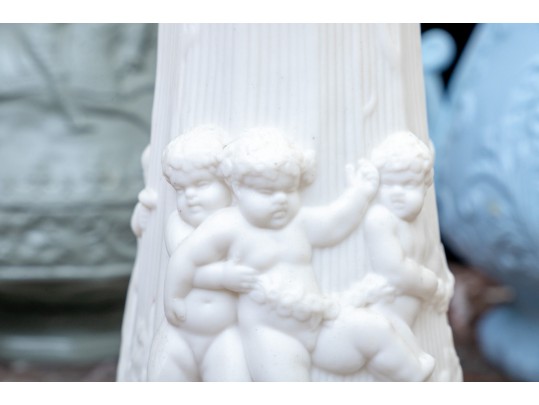 Collection Of 4 Antique, English Monochrome Glazed Parian Ware Ceramic Ewers