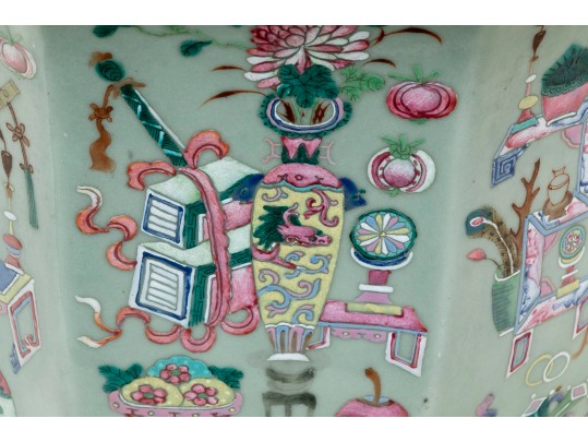 Chinese Decorated Celadon Jardiniere