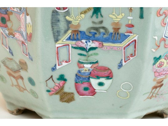 Chinese Decorated Celadon Jardiniere