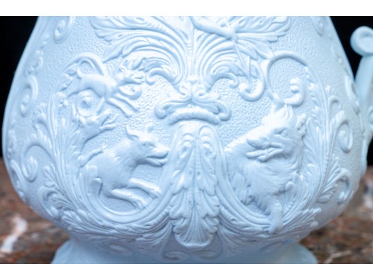 Collection Of 4 Antique, English Monochrome Glazed Parian Ware Ceramic Ewers