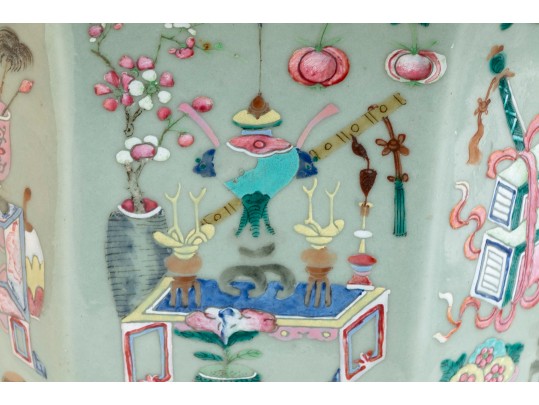 Chinese Decorated Celadon Jardiniere