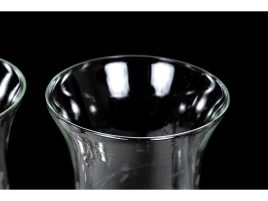 Collection Of Four Weighted Sterling Silver & Glass Hurricane Lamps