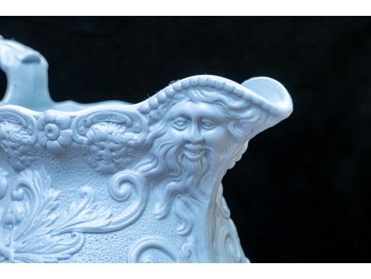 Collection Of 4 Antique, English Monochrome Glazed Parian Ware Ceramic Ewers