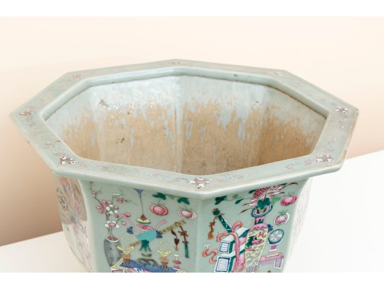 Chinese Decorated Celadon Jardiniere