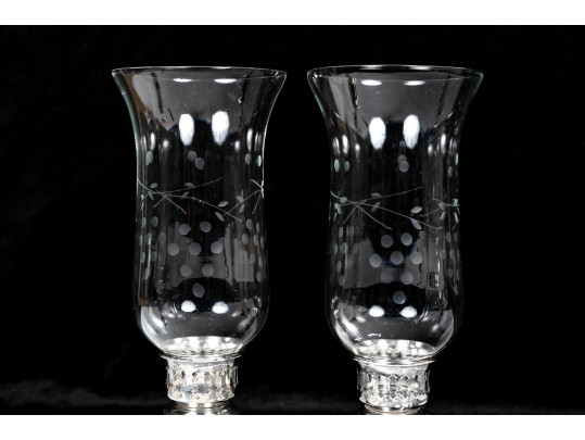 Collection Of Four Weighted Sterling Silver & Glass Hurricane Lamps