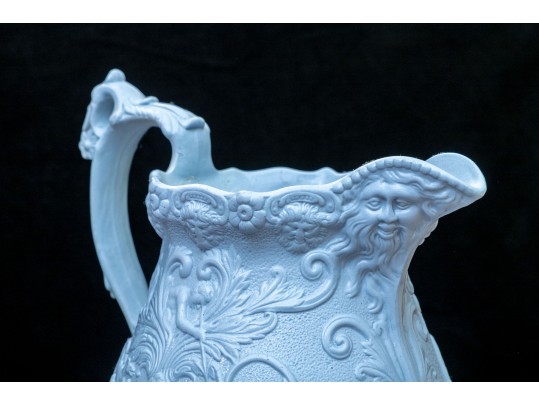 Collection Of 4 Antique, English Monochrome Glazed Parian Ware Ceramic Ewers