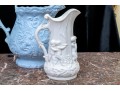 Collection Of 4 Antique, English Monochrome Glazed Parian Ware Ceramic Ewers
